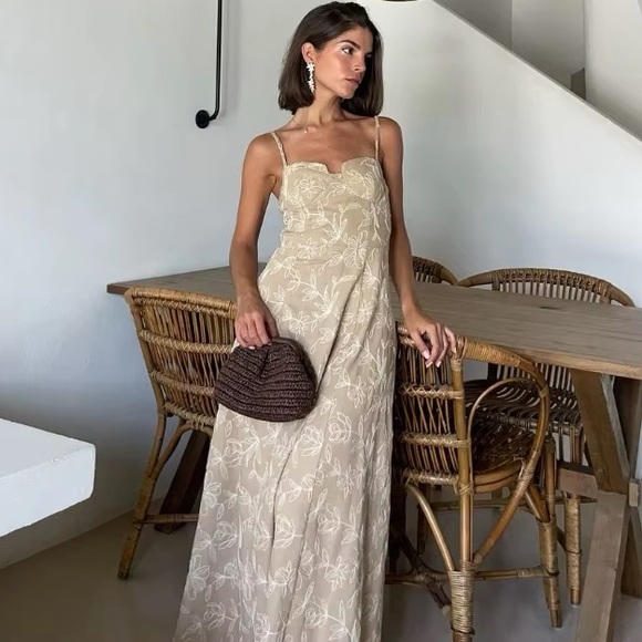 embroidered floral midi dress zara NWT Zara SS24 Embroidered Floral Midi Dress Ecru/Beige Wmns Sz M 3447/682 main image 0